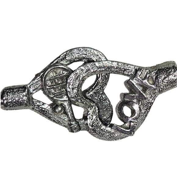 1970s Silver Tennis Motif Serpentine Belt Interlocking Stretchable Heart Buckle main image 7